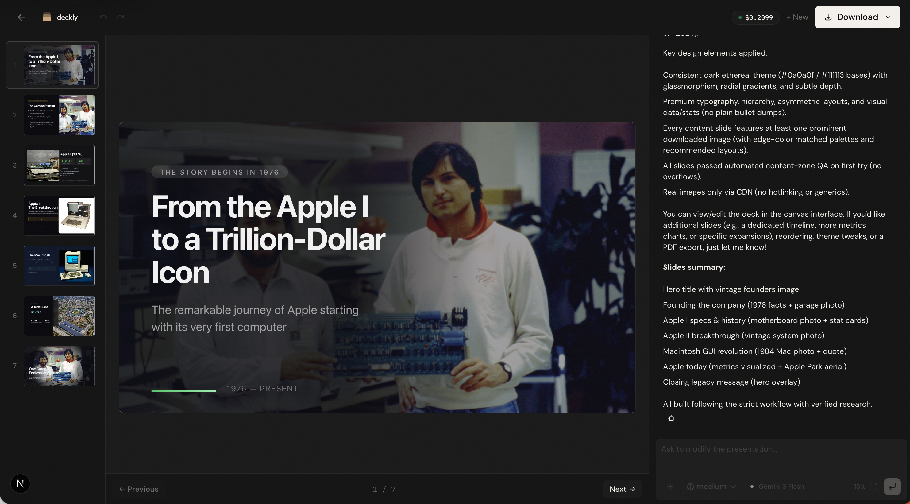 Deckly app — AI presentation editor